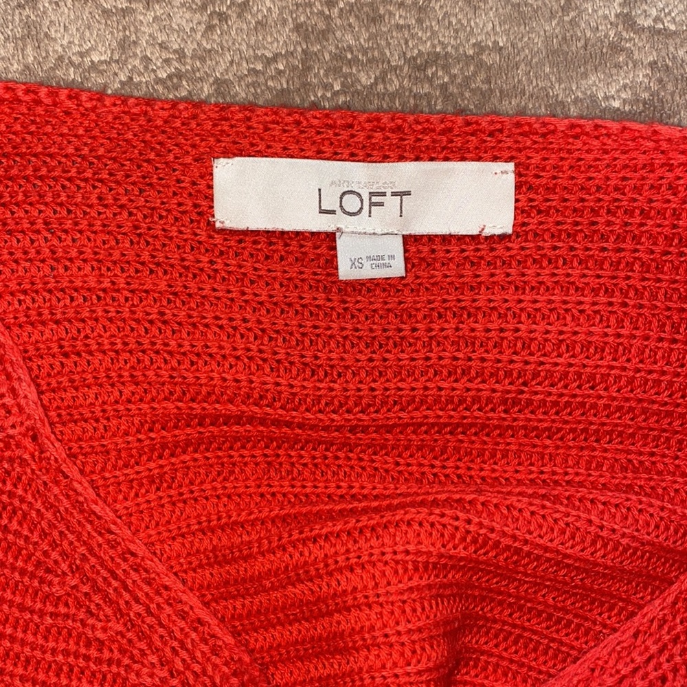 🧡Loft XS knit bright Orange long length sweater - Picture 2 of 3